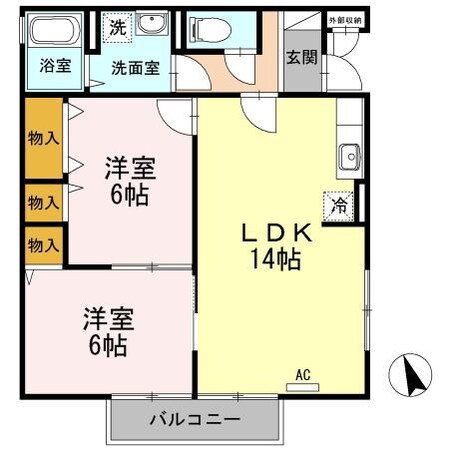 セジュールプランタン　Ａ棟の物件間取画像